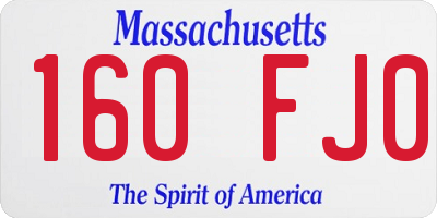 MA license plate 160FJ0