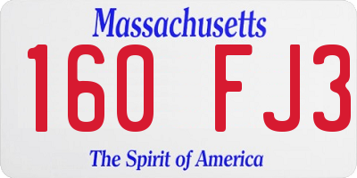MA license plate 160FJ3