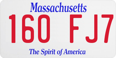 MA license plate 160FJ7