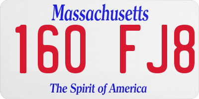 MA license plate 160FJ8