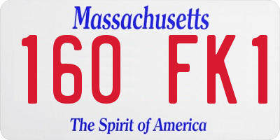 MA license plate 160FK1