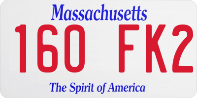 MA license plate 160FK2