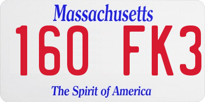 MA license plate 160FK3