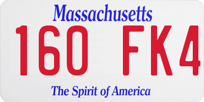 MA license plate 160FK4