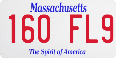 MA license plate 160FL9