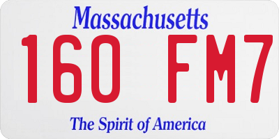 MA license plate 160FM7