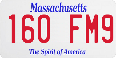 MA license plate 160FM9