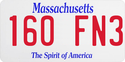 MA license plate 160FN3