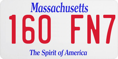 MA license plate 160FN7