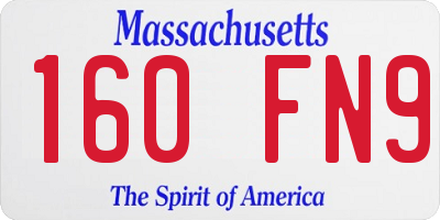 MA license plate 160FN9
