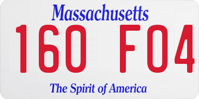 MA license plate 160FO4