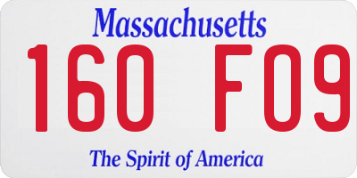 MA license plate 160FO9