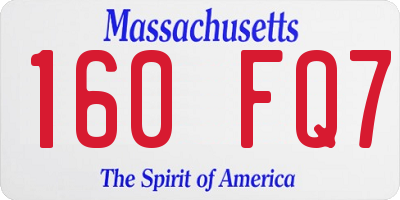 MA license plate 160FQ7