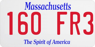 MA license plate 160FR3