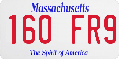 MA license plate 160FR9