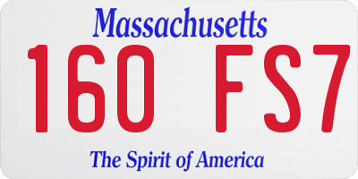 MA license plate 160FS7