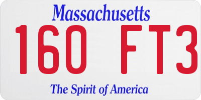 MA license plate 160FT3