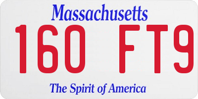 MA license plate 160FT9