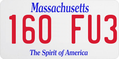 MA license plate 160FU3