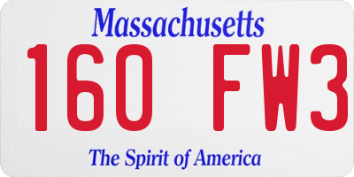 MA license plate 160FW3