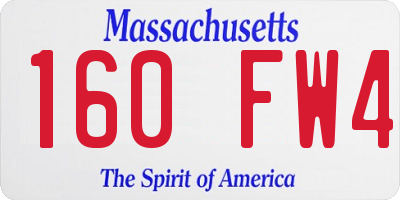 MA license plate 160FW4