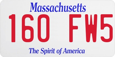 MA license plate 160FW5