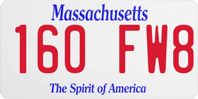 MA license plate 160FW8