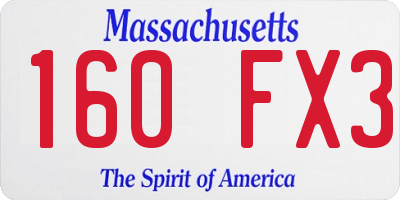 MA license plate 160FX3