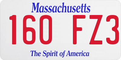 MA license plate 160FZ3