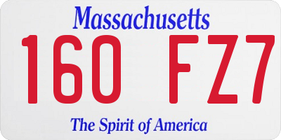 MA license plate 160FZ7