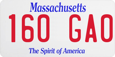 MA license plate 160GA0
