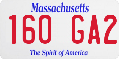 MA license plate 160GA2