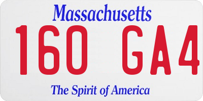 MA license plate 160GA4