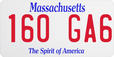 MA license plate 160GA6