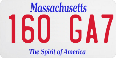 MA license plate 160GA7