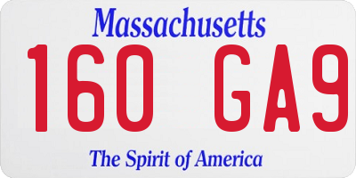 MA license plate 160GA9