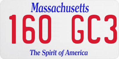 MA license plate 160GC3