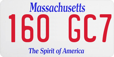 MA license plate 160GC7