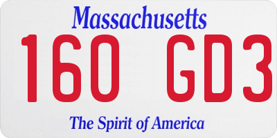 MA license plate 160GD3