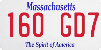 MA license plate 160GD7
