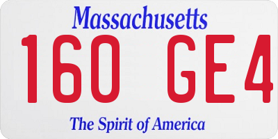 MA license plate 160GE4