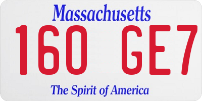 MA license plate 160GE7