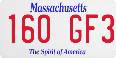 MA license plate 160GF3