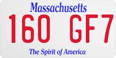 MA license plate 160GF7