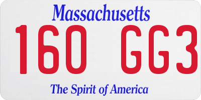 MA license plate 160GG3