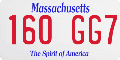 MA license plate 160GG7
