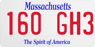 MA license plate 160GH3