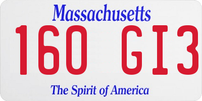 MA license plate 160GI3
