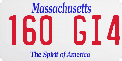 MA license plate 160GI4