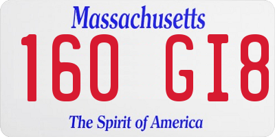 MA license plate 160GI8